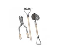 3 mini outils de jardin métal-bois 9-13 cm