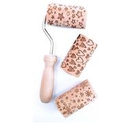 3 mini rouleaux à empreintes étoiles, cœurs et flocons