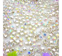3 mm-8 mm Cristaux de verre transparents AB ronds brillants faits à la main, strass à fond plat avec trou, perles décoratives, accessoires DIY pour vêtements, robes, sacs, chaussures, broches, boucles