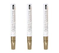 3 mm Stylos Acryliques pour Dessiner des Pierres Tombales (Doré), Marqueur Permanent, Étanche et Protection Solaire, Séchage Rapide et Durable, Pour Roche, Céramique, Bois, Verre, Pneus (lot de 3)