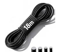 3 mm x 18 m Corde en Caoutchouc Noir,Cordon Elastique Rond Ficelle Élastique Solide pour Camping Tente Sac à Dos Chapeaux Remorque Lacets de Chaussures