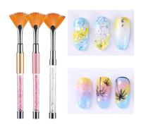 3 Modeles De Brosse À Ongles En Forme D'eventail Acrylique Uv Gel Ligne Constructeur Peinture Dessin Stylo Brosse Manucure Outils D'art Des Ongles