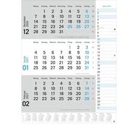 3-Monats-Planer, blau 2027: Praktischer Wandplaner mit Datumsschieber. Büro-Kalender mit Notizspalte und Jahresübersicht. Wandkalender 2027 fürs Büro. 30 x 39 cm.