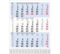 3-Monats-Planer Comfort Blau 2025: 3-Monatskalender groß I Wandplaner / Bürokalender mit Datumsschieber, Vor-und Nachmonat und Jahresübersicht I 30 x 39 cm