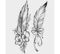 3 Morceaux D'Autocollants De Tatouage De Plumes Imperméables À L'Eau Longue Durée Bras À Base De Plantes Semi-Permanent Simulation De Tatouage Personnalisé Non Réfléchissant