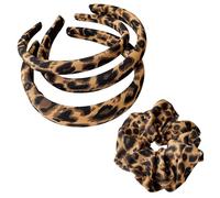 3 Morceaux De Bandeau À Imprimé Léopard Et 1 Morceau De Bague À Cheveux À Imprimé Léopard, Accessoires De Cheveux Rétro, Bandeau Antidérapant, Accessoires De Coiffure.