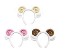 3 Morceaux De Bandeau De Corne De Mouton, Bandeau En Peluche Mignon, Accessoires De Cheveux Pour Le Lavage Du Visage, Accessoires De Rôle, Accessoires Photo.