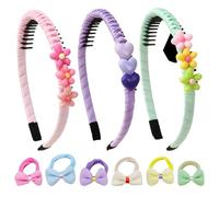 3 Morceaux De Fleurs Pour Enfants Et 6 Anneau de cheveux, Accessoires De Cheveux De Filles, Amour Créatifs, Prise De Vue D'Accessoires, Accessoires De Coiffure.