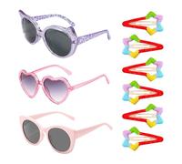 3 Morceaux De Lunettes De Soleil pour Enfants, 6 Morceaux D'Épingle À Cheveux, Forme De Coeur À L'Œil De Chat Sucré, Accessoires De Protection Solaire en Plein Air De La Plage.