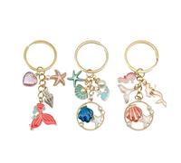3 Morceaux De Porte-Clés De Coquille D'Étoiles De Mer, Porte-Clés en Métal Marin Créatif, Pendentif Sac Et Accessoires De Mode Personnalisés pour Les Femmes.