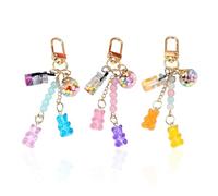 3 Morceaux De Porte-Clés Ours Couleur Bonbon, Pendentif Mignon, Porte-Clés Macaron, Pendentif Bijoux Ours, Accessoires Pendentif Sac.