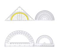 3 Morceaux De Prévisions Transparentes Et Ligne Triangulaire En 1 Parts, Protracteur Semi-Circulaire En Plastique, Lignée De Mesure Multifonctionnelle, Outil De Caractère.