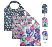 3 Morceaux De Sacs À Provisions Imprimés Par Une Plante, Sacs À Provisions En Polyester, Sacs À Provisions Pliables, Sacs À Main Portables, Sacs De Rangement De Grande Capacité