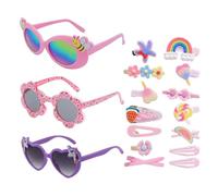 3 Morceaux De Verres En Forme De Cœur Pour Enfants Et 14 Morceaux D'Épingles À Cheveux Pour Enfants, Lunettes De Soleil Mignonnes, Accessoires De Vêtements, Fournitures De Voyage En Plein Air.