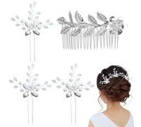 3 Morceaux D'Épingles À Cheveux À Feuilles Et 1 Morceau De Peigne À Cheveux De Feuilles, Accessoires De Cheveux Élés, Accessoires De Cheveux De Nuation, Décorations De Coiffure.