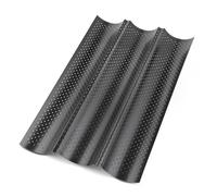 3 Moules à Baguette - Plaque à Baguette 38x24,5x2,2 cm - Acier au carbone alimentaire - Revêtement antiadhésif - Idéal pour boulangeries, usage domestique (Noir)