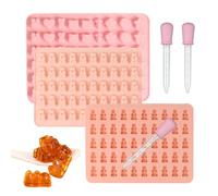 3 Moules à Bonbons Silicone Anti Adhésif de Qualité Alimentaire, Moule Ourson Silicone, Avec 3 Compte Gouttes Moules en Silicone pour Chocolat pour Chocolat Bonbons Pudding Gelée