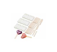 : 3 moules en silicone forme cour 80 ml et 72 bâtonnets - Pour 2 glaces