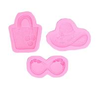 3 moules en silicone pour gâteaux en pâte à sucre, moules de décoration de chocolat DIY, forme de chapeau, sac, lunettes de soleil pour la décoration de gâteaux, moules d’artisanat