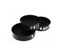 Secret de Gourmet – Lot de 3 moules à manqué démontables aluminium Ø 26/24/22 cm Noir