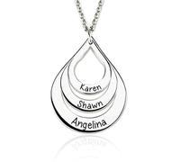3 Nom Collier Personnalisé 925 Personnalisé Nom De Famille Collier Goutte en Forme de Plaqué Or Plaqué Or Rose pour Ami Épouse Maman