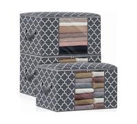 3 Pack 100L Large Storage Bags, Foldable Organizer with Reinforced Handle, Clear Window, Heavy Duty Zippers, Grey