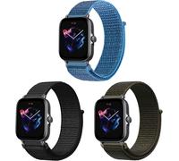3 Pack 20Mm Bracelet Nylon Pour Amazfit Active 2/Active/Gts 4/Gts 4 Mini/Gtr Mini/Bip 3 Pro/Gts 3/Gts 2E, Souple Élastique Bracelet Pour Amazfit Gtr 42Mm - Noir+Armée Verte+Bleu[MON9264663]