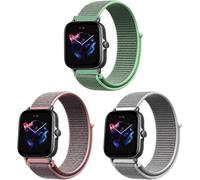 3 Pack 20mm Bracelet Nylon Pour Amazfit Active 2/Active/Gts 4/Gts 4 Mini/Gtr Mini/Bip 3 Pro/Gts 3/Gts 2e, Souple Élastique Bracelet Pour Amazfit Gtr 42mm - Rose+Blanc+Vert Clair[Bra574877]