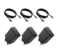 3 Pack 45W Chargeur Charge Rapide pour Samsung Galaxy S25/S24/S23/S22/S21 Ultra/S20/S20+/Note 20/10/9/8/A73/A53/A52/S10/S9, iPhone 17/16/15 et 2M Câble, USB C Type C Chargé Adaptateur Tête Noir