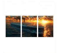 3 Pack 5D Diamond Painting Adulte bateau de croisière Peinture Diamant Coucher de soleil Diamond Painting Débutants 60 x 90 cm*3, Crystal Artisanat Dessin Broderie Diamant pour Cadeau Femme HXZH-6497