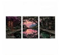 3 Pack 5D Diamond Painting Adulte Statue de la liberté Peinture Diamant Coucher de soleil Diamond Painting Débutants 60x90cm*3, Crystal Artisanat Dessin Broderie Diamant pour Cadeau Femme HXZH-0373