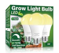 3 Pack A19 Full Spectrum LED Grow Light Bulb Indoor Grow Light , E26 110V 9W Grow Bulb Replace up to 100W, Plant Light Bulb for Indoor Plants, Flowers, Greenhouse, Indore Garden, Hydroponic
