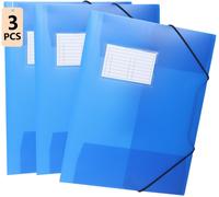 3 Pack A4 Plastic Elastic Binders Strong Durable Folder For Boys And Girls (Blue)