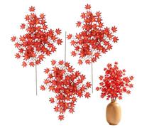 3 Pack Artificial Maple Branches, 39.37 Inch Fall Foliage Stems, Autumn | 3 Artificial Branches, 39.37 Inch Length, Realistic Maple Leaves, Bendable Wire Stems, For Vases, Mantels And Wreaths