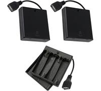 3 Pack Battery Case For 4 Aa Batteries,Usb Switch 5v-6v,Plastic Storage Box With Wires,Battery Case With On/Off Switch (Black) Lxll-243