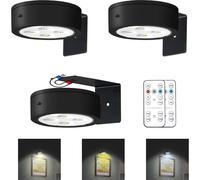 3 Pack Battery Operated Painting Lights, Wireless Magnetic Display with Remotes, Dimmable Timer for Art Frame