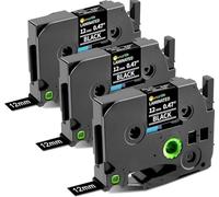 3 Pack Blanc sur Noir Ruban Compatible pour Brother P Touch TZe-335 | Compatible pour TZe-335,Blanc sur Noir, Recharge pour Ptouch 1000 PT H100LB H107 H110 E100 1005 1250 Étiqueteuse