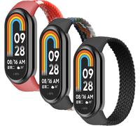 3 Pack Bracelet Pour Xiaomi Mi Band 9/Xiaomi Smart Mi Band 8 Bracelet,Nylon Braided Stretch Solo Loop Bracelets Sport Remplacement Band Pour Xiaomi Band 8/Mi Band 9 Bracelet,Noir/Denim/Rouge Blanc,S