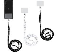 3 Pack Cell Phone Lanyards With Phone Pads, Mixed Color Nylon Phone Straps With 3 Compatible Adjustable Clear Patches