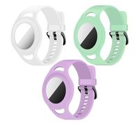 3 Pack Coholl Silicone Bracelet pour Apple Airtags Protecteur,pour Enfants ou Adultes, Brassard pour Localisateur Réglable Tracker Anti-Rayures GPS Bracelet pour AirTag