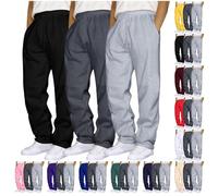 3 Pack de pantalons de sport pour homme Taille large Pantalon de survêtement uni Pantalon chaud pour l'hiver Taille élastique Pantalon de randonnée pour l'extérieur avec poches Pantalons confortables