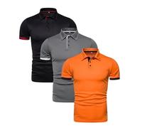 3 Pack de Polos pour Homme à Manches Courtes en Coton pour Golf - T-Shirts Performance Coupe Ajustée 2025 - Tops Décontractés à Coupe Classique, M