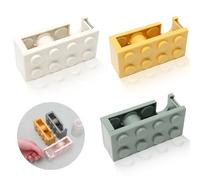 3 Pack Dérouleur Scotch Dévidoirs de Table en Forme de Blocs Construction Petits Devidoir Scotch Durable Devidoir Post it Adaptés aux Bureaux,Ecoles,Fleuristes(Jaune,Blanc,Vert)
