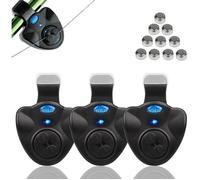 3 Pack Détecteur Electronique Sensible Alarme de Touche de la Canne à Pêche Sondeur avec Indicateur LED pour Pêche Nuit