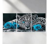 3 Pack Diamond Painting Rose 60x90cm, Carré 5D DIY Léopard Diamond Painting Kit Complet, Diamant Strass Point de Croix Cristal pour Decoration Maison, Cadeaux a-1801