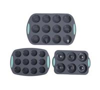 3 Pack Donut Pan Silicone Baking Moule, Pas à pâtisserie antiadhésive, casseroles de cuisine de cuisine, coffre-fort et coffre-fort pour lave-vaisselle et coffre-fort