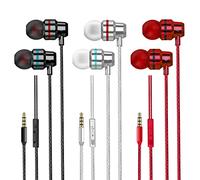 3 Pack Earphones, In-Ear Headphones Wired Earphones with Microphone and Volume Control, Noise Isolating and Deep Bass, Lightweight Earphones, 3.5 mm Earbuds Compatible with iPhone, iPad, Android
