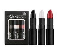 3 Pack Face Body Paint Kit, Black Painting Sticks, Noir Rouge à lèvres Halloween Set Mat Long Durable Velvet Rouge à lèvres pour Masquerade, Cosplay, maquillage Halloween(Set B)