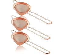 3 Pack Fine Mesh Strainer pour Théière, Mug | Stainless Steel Cocktail Strainer Set with Handle for Tea Coffee Juice Dishwasher Strainers(3pcs ROSEGOLD)