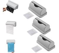 3 Pack Garbage Bag Dispenser for Inside Trash Can, Adhesive Garbage Bag Boxes, Peel And Stick Bags Dispenser, Trashbag Holder Small Bin Liner Kit, for Bathroom Kitchen Office (Gray)
